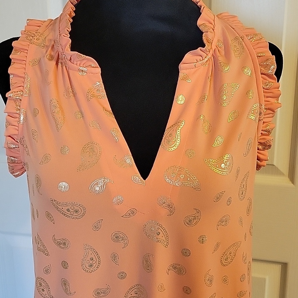 Michael Kors orange sleeveless top - Picture 2 of 12
